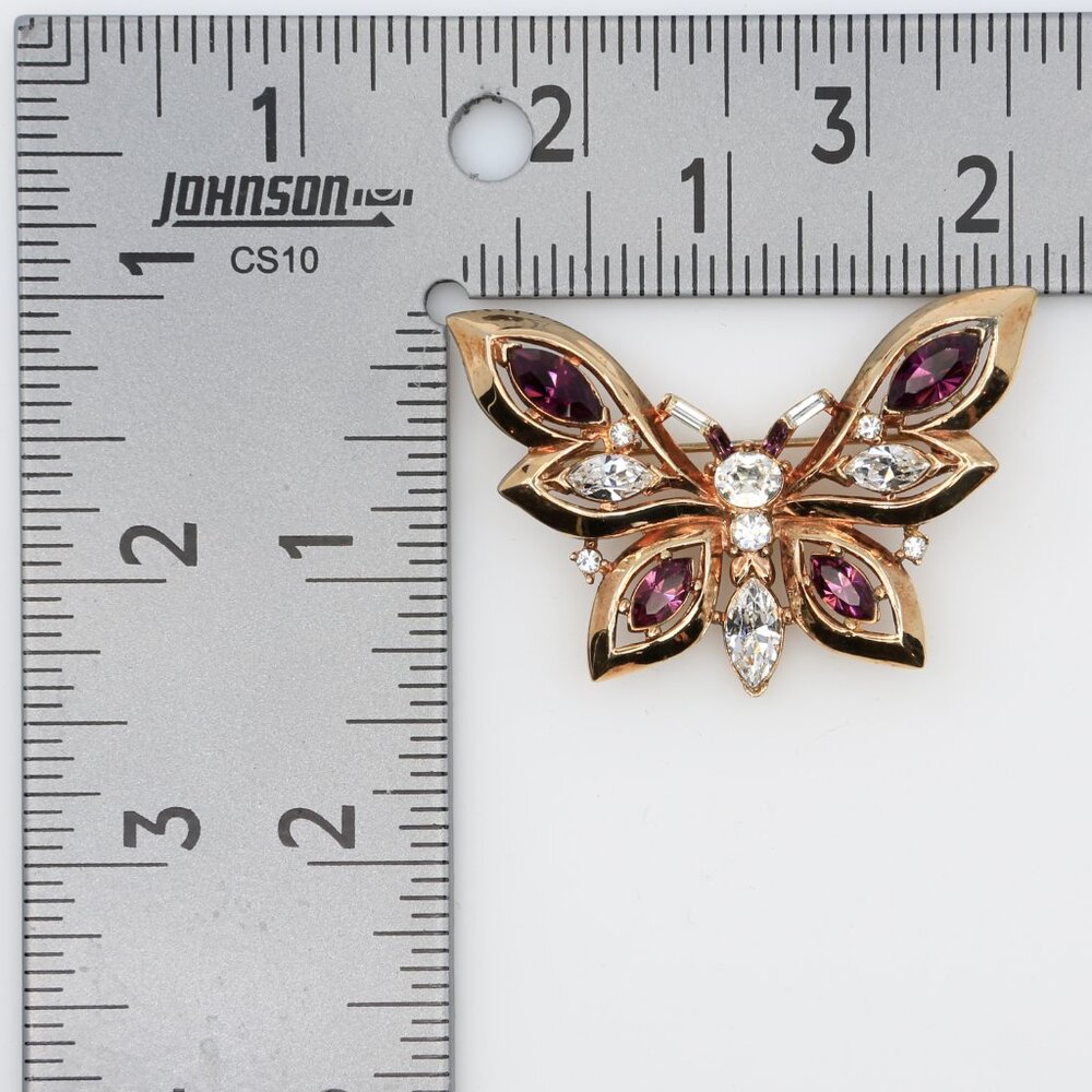 Vintage‎ Trifari Alfred Philippe Butterfly Brooch Gold Toned Trifanium 1950s - Picture 5 of 5